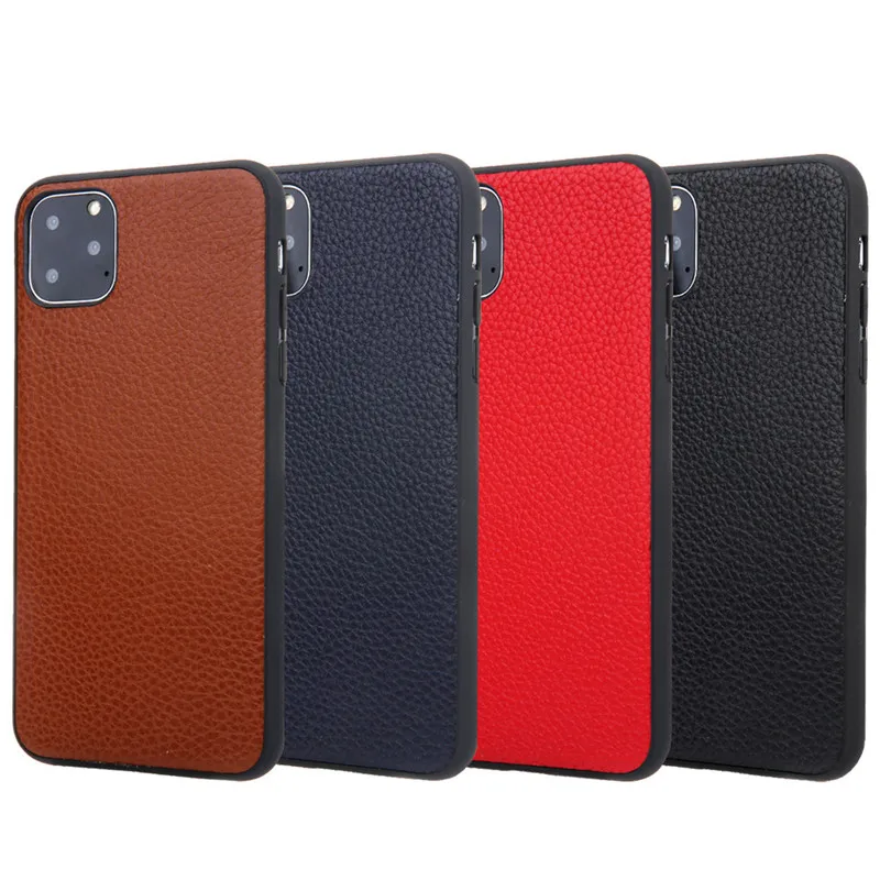 High Rank Lychee Genuine Leather Back Cover Phone Case for iPhone 11 11 Pro Max, for iPhone 11 Pro Genuine Leather Phone Case