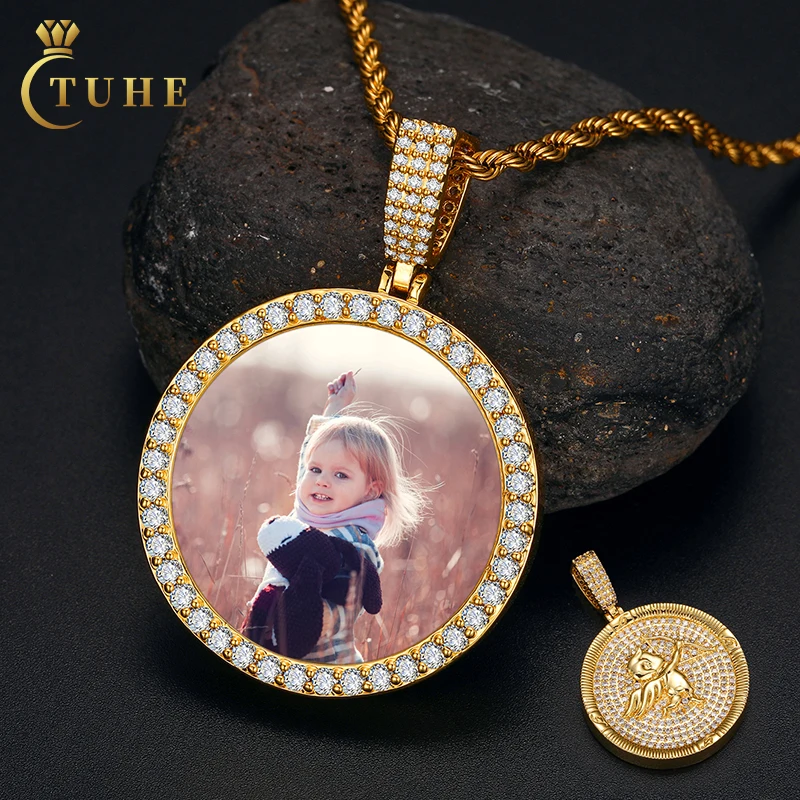 

TUHE Trend Gold Plated Brass 5A CZ Diamond Custom Picture Necklace Pendants For Men Fashion Hip Hop Jewelry