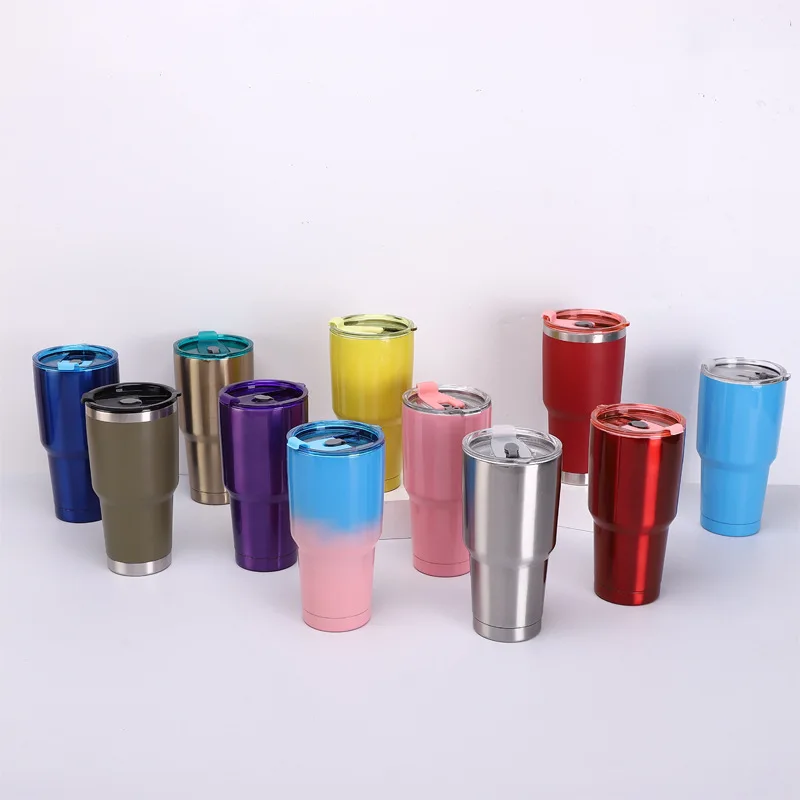 

DDA1125 Modern Stainless Steel Drink Car Travel Mugs Double Wall Coffee Cup 30oz Vacuum Insulated Curve Tumbler Cups, 11 colors