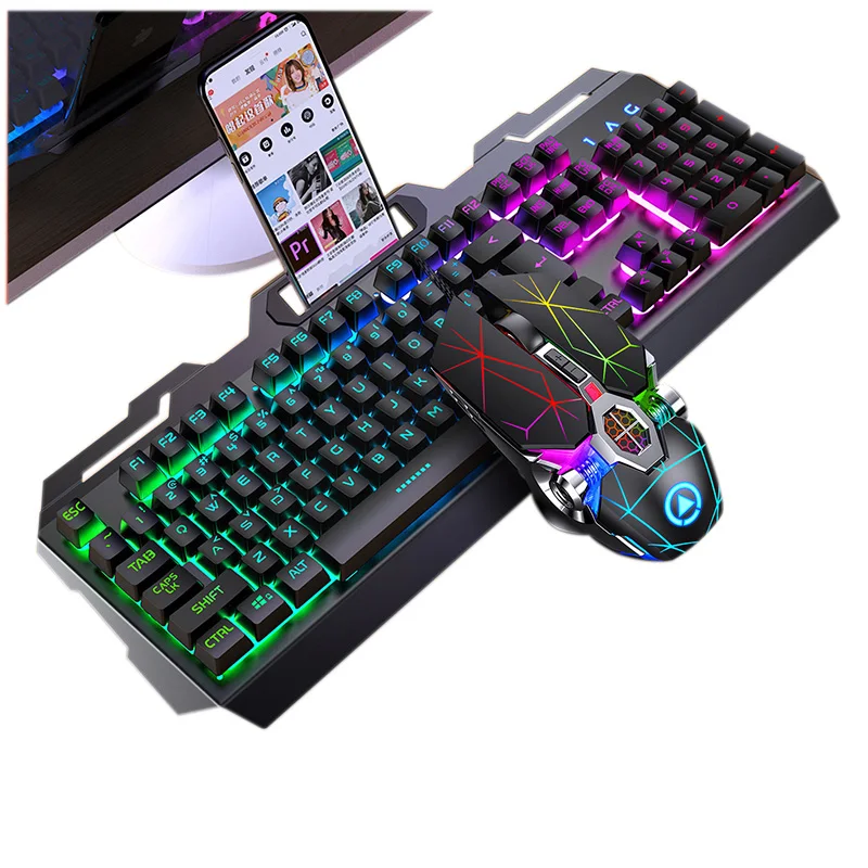 

China Factory 104 Key Computer Accessories Keyboard Changeable Color Cheap Mechanical Feeling Wired Mouse Keyboard Combo, Black,white