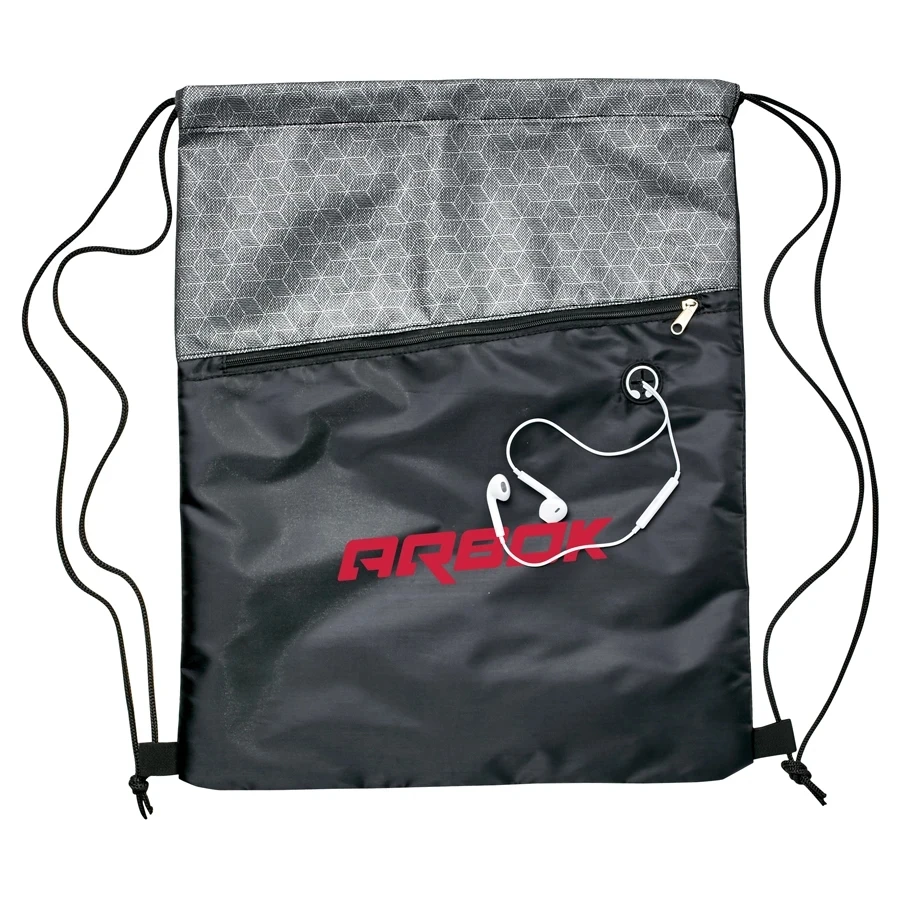 
Bespoke Nylon Drawstring gym zipper bag with custom logo 