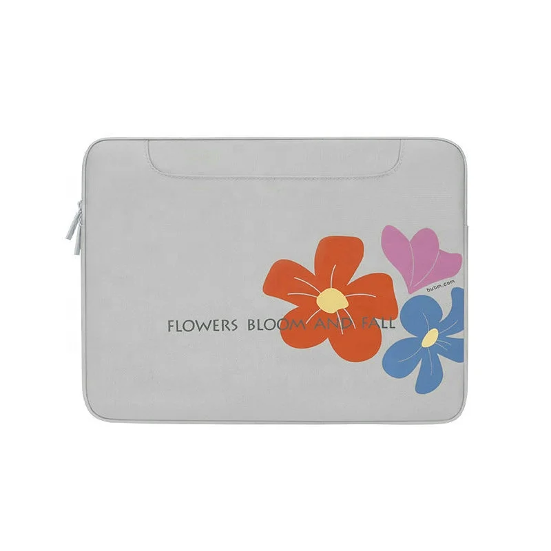 

Hot sale 14 inch protable canvas fleece transfer printing laptop case, Customized