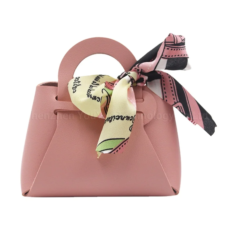 

Women Ladies Leather Handbag Candy Sweets Gifts Gift Box Mini Pink Leather Hand Bag with Ribbon Wedding Baby Shower Favors, White/blue/pink/red/orange/custom
