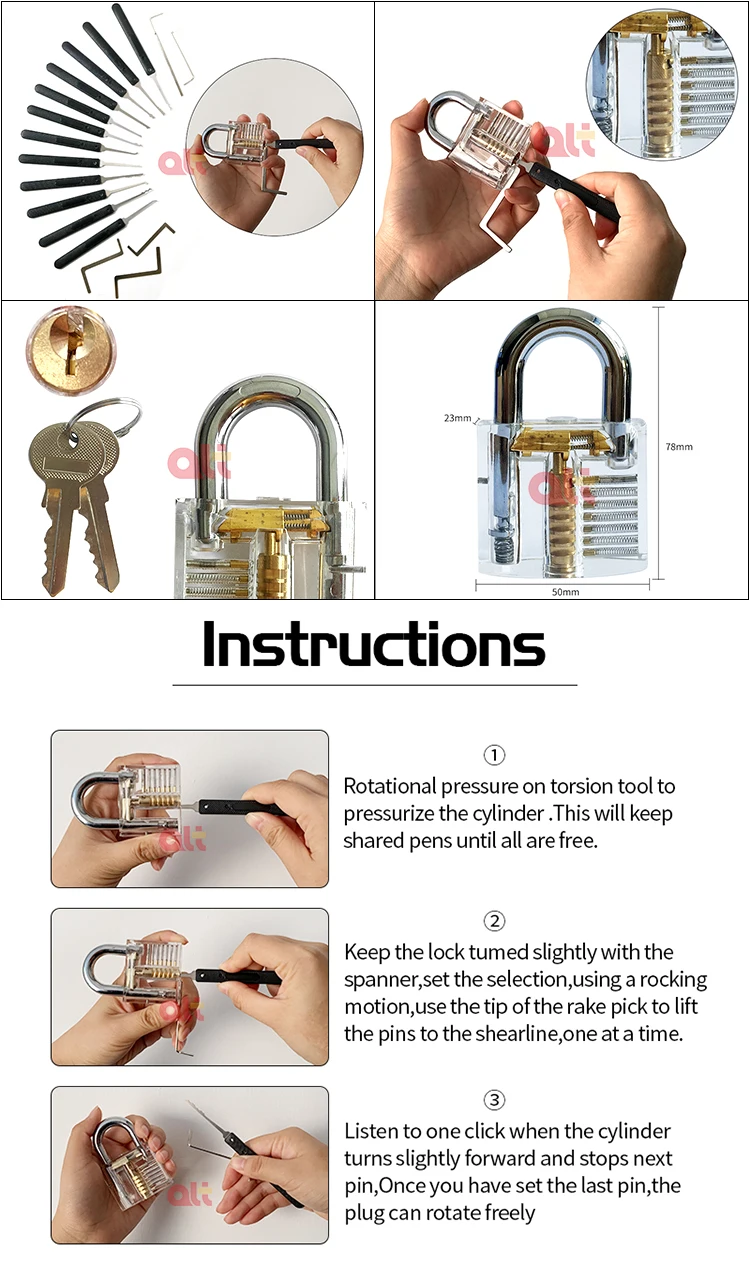 Locksmith Supplies Lock Pick Set 12+5 Pcs Premium Practice Lock Picking