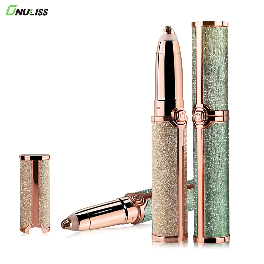 

Christmas Gift Painless Lady Rechargeable Mini Eye Brow Shaver Razor LED Electric Eyebrow Trimmer Hair Remover, Green, gold, eyebrow trimmer razor