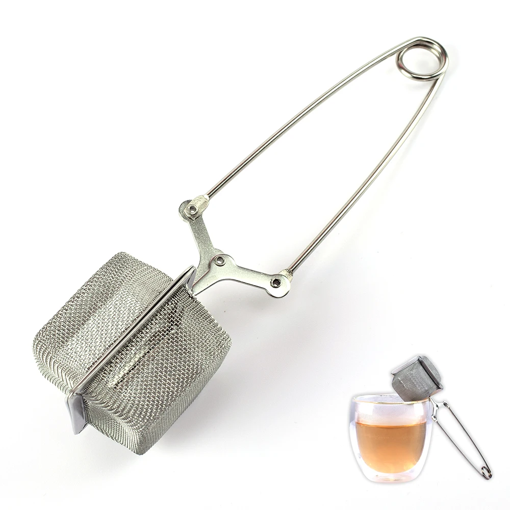 

Fine Mesh Stainless Steel Square Tea Infuser Silver Tea Strainer with Long Handle
