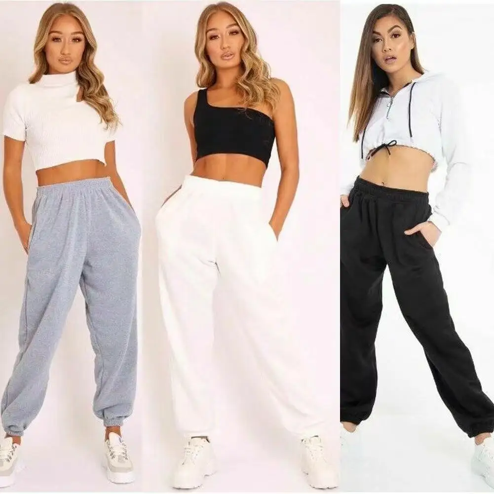 

2021 high quality women clothing black jogger cotton custom sweat pants french terry baggy cotton unisex sweatpwants women