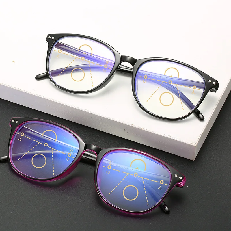 

Anti-blue Light Progressive Multifocal Reading Glasses Women&Men Classic Oversize Frame Presbyopic Glasses With +1.0to+4.0, Black