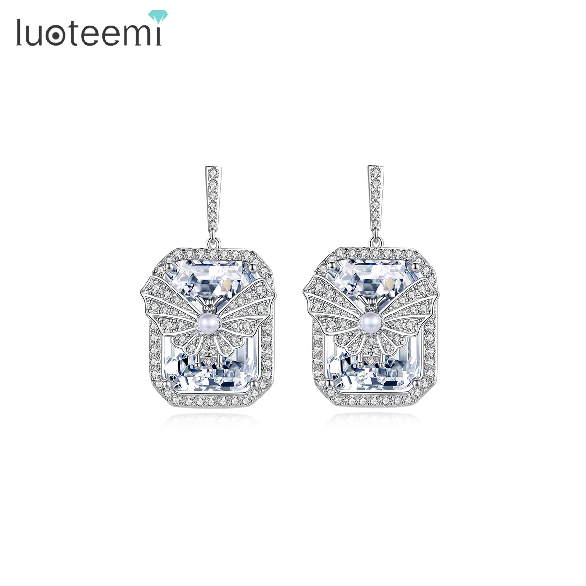 LUOTEEMI Big Jewellery Earing Zirconia Designer New Elegant Fashion 2023 For Woman Earring Butterfly