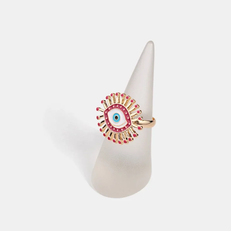 

Creative Party Gold Plated Enamel Alloy Jewelry Evil Red Eye Ring For Girls Gift