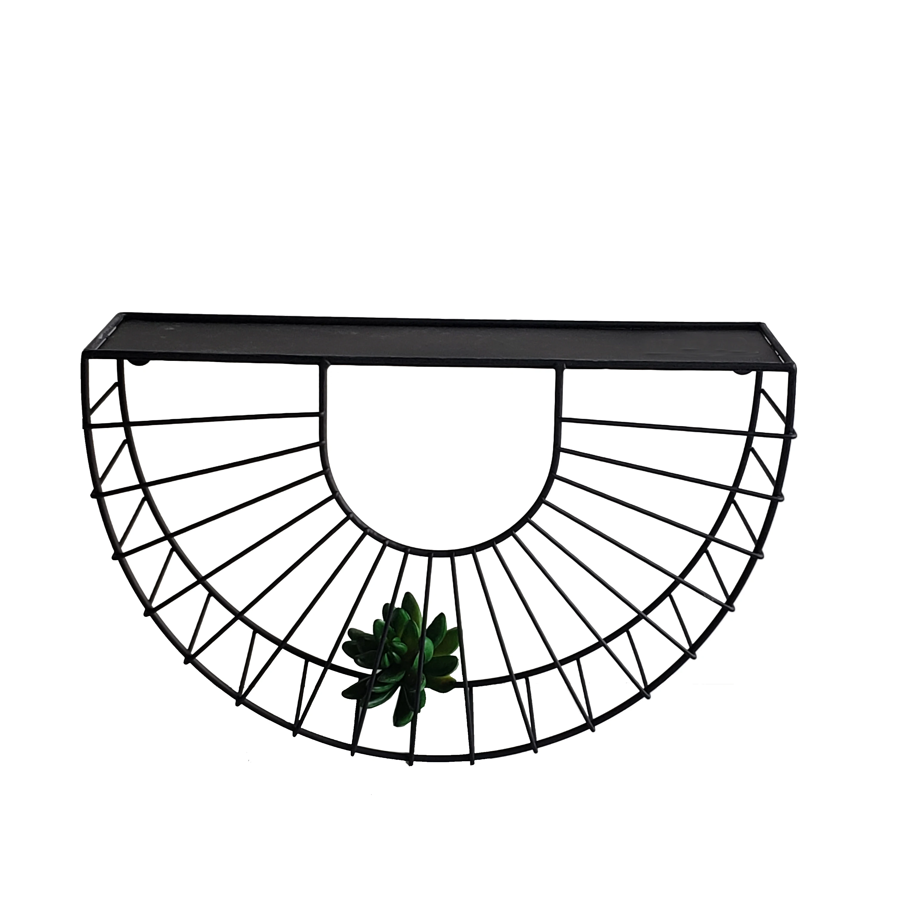 Home Decorative Black Metal Wire Hanging Arch Cube Wall Mounted Storage