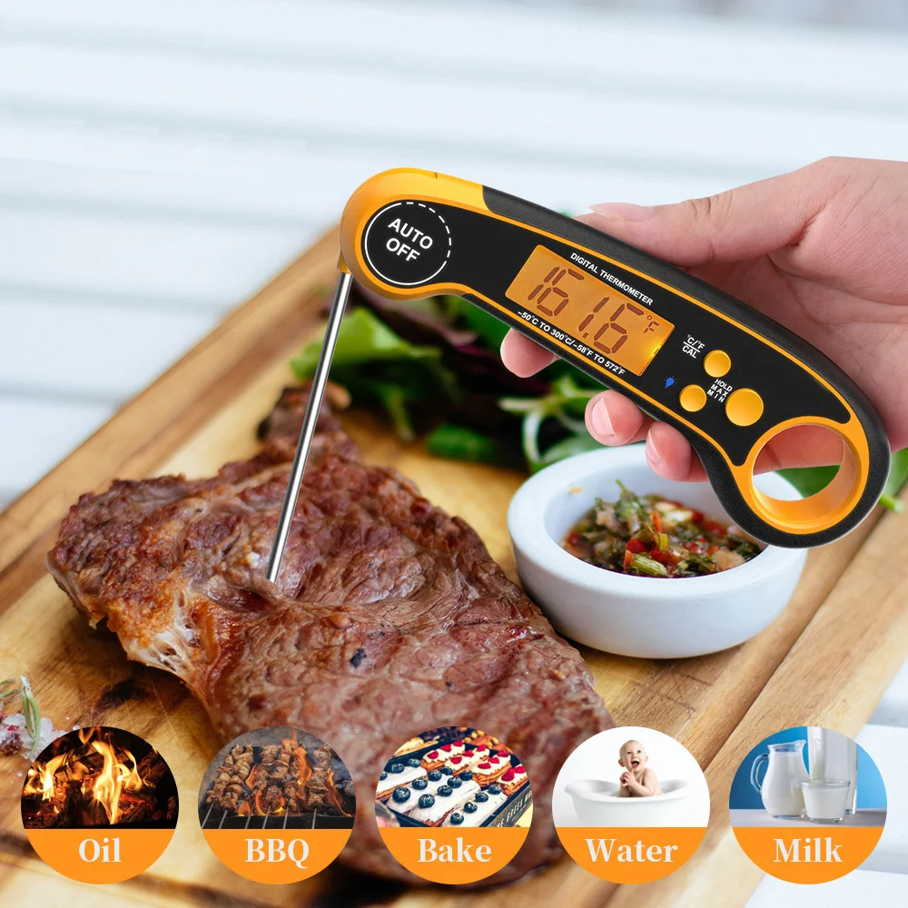 

Waterproof Digital Kitchen Cooking Food Probe Meat Thermometer With Super Fast Probe Instant Read Meat Thermometer Bbq, Kyellow &black