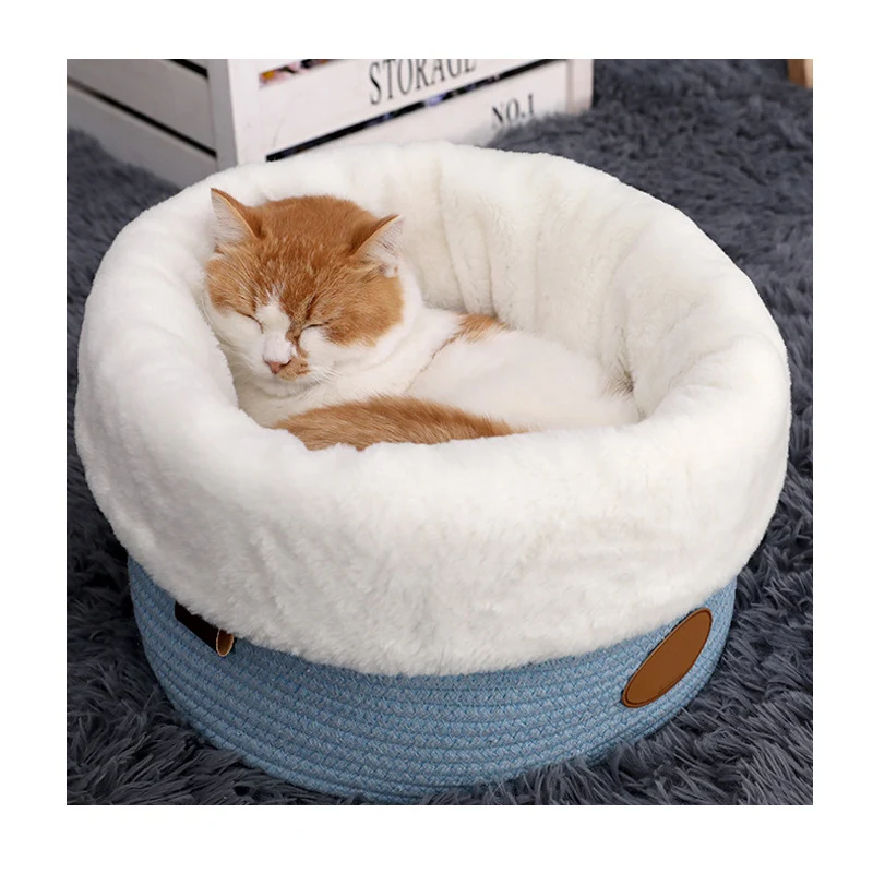 

New arrivals comfy sleeping round plush pet bed soft washable indoor pet bed for cat, As picture