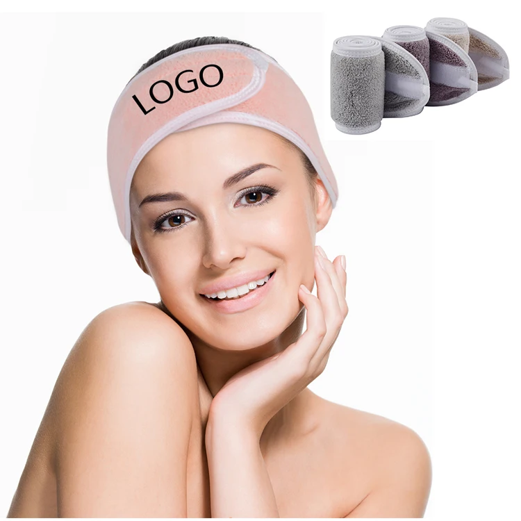 

Wholesale Private Label Microfibre Make Up Head Bands With Logo Makeup Pink Spa Headband
