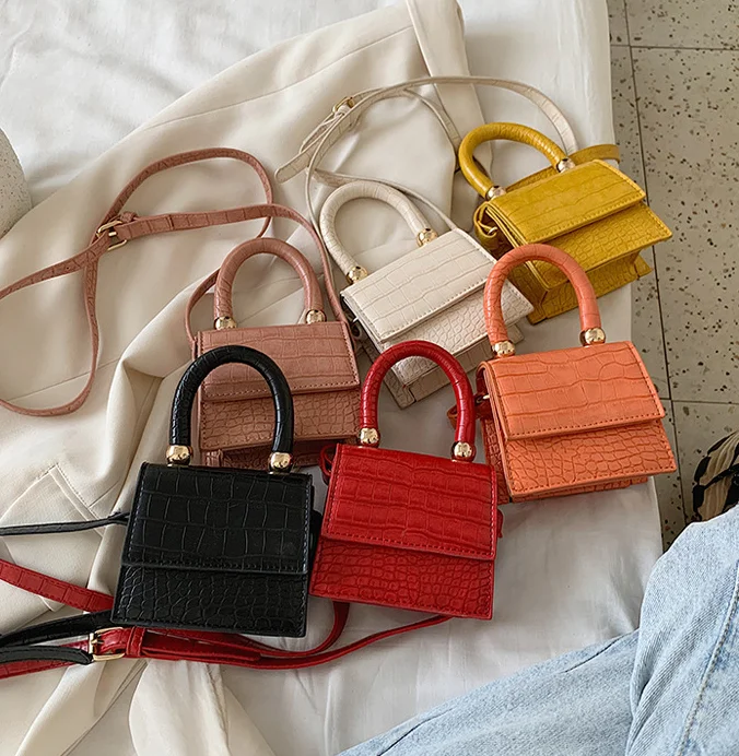 

Fall 2020 Fashion Alligator pattern Chic handbags for women Long handle Mini Purses Crossbody bag