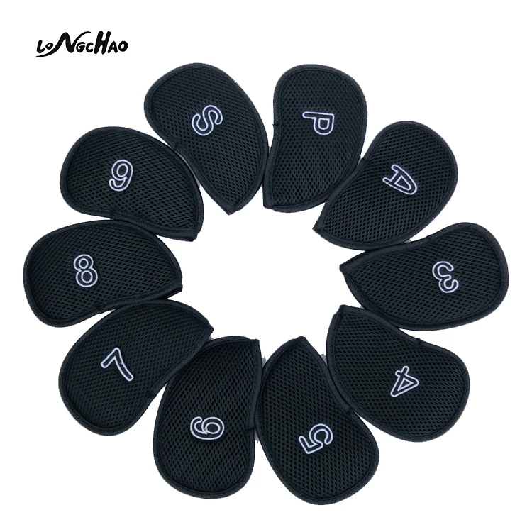 

Manufacturer Wholesale Custom Sandwich Mesh Black Golf Headcovers