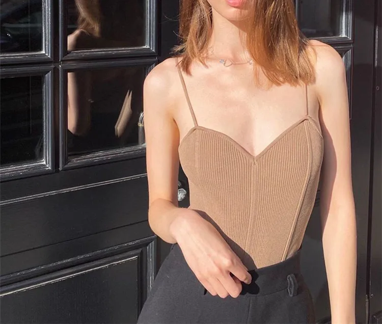 

High Quality Knitted bralettes women's crop tops womens shirts and tank tops