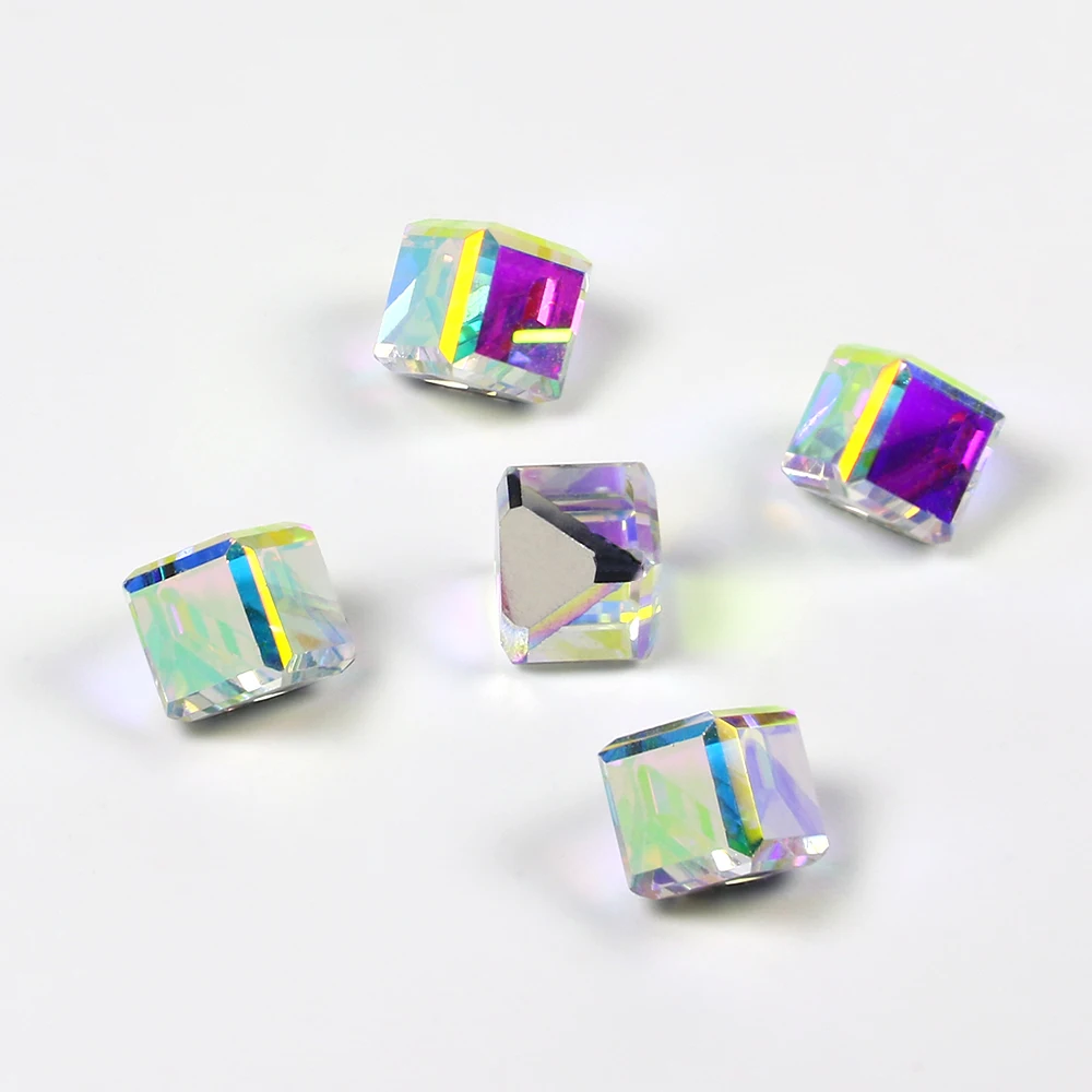 

Dongzhou Crystal 3D faceted crystal stones square cubic cutting glass stones nail art supplies jewelry DIY accessories