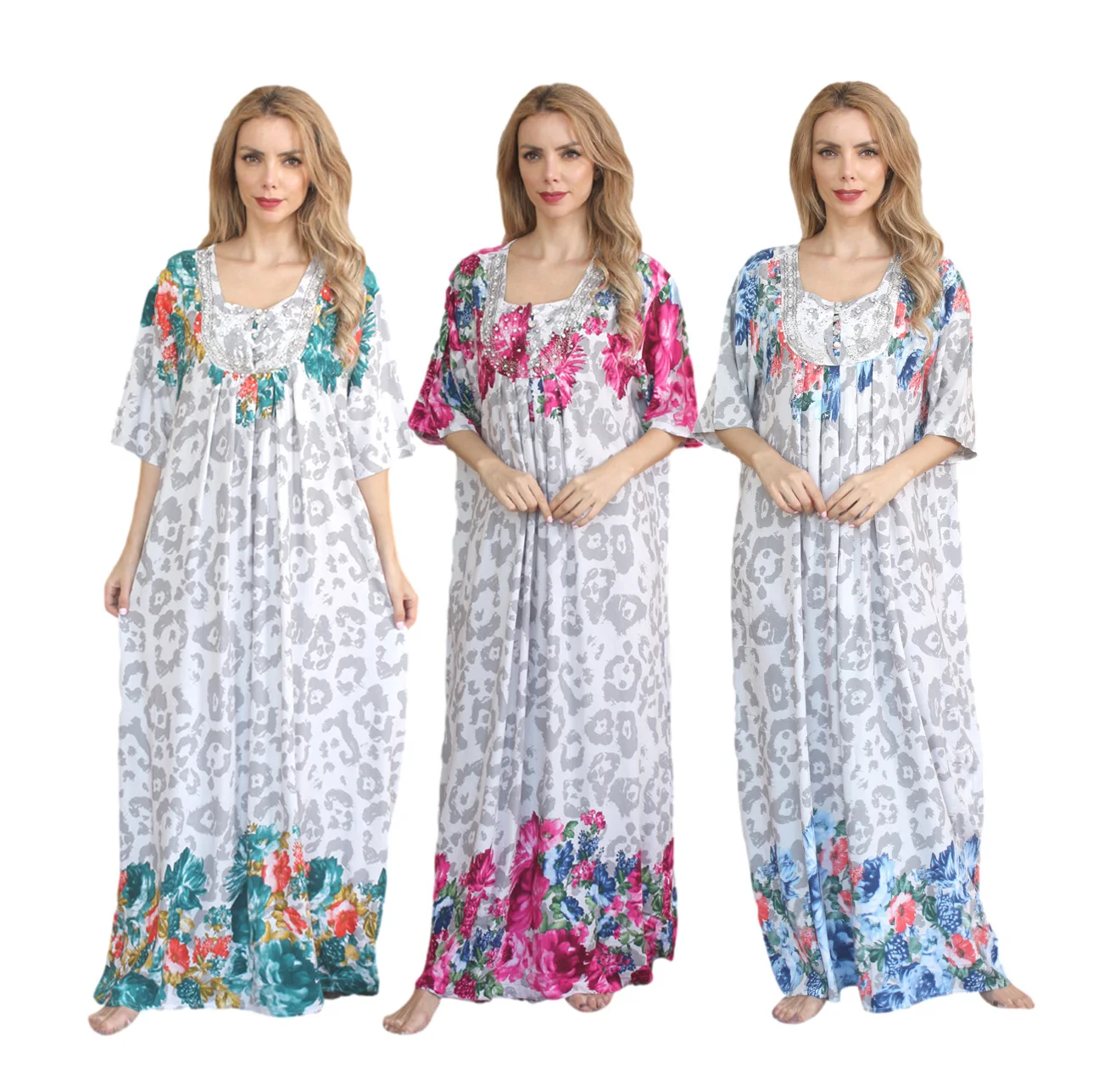 

Elbow sleeves rhinestone kaftans in south africa 2021 new year lady's abaya egypt square collar long dress girls, 3 colors