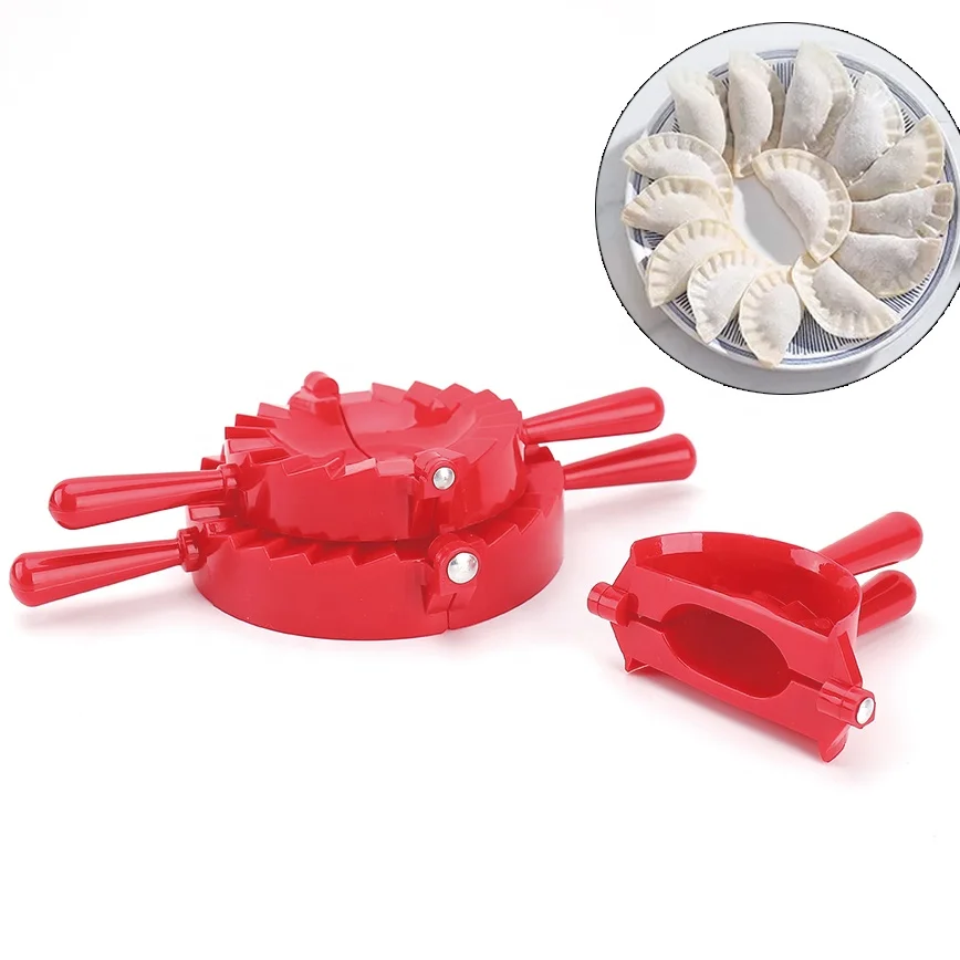 

3 Packs Dumplings Making Mould Set Plastic Dumpling Dough Press Red Dumpling Mold