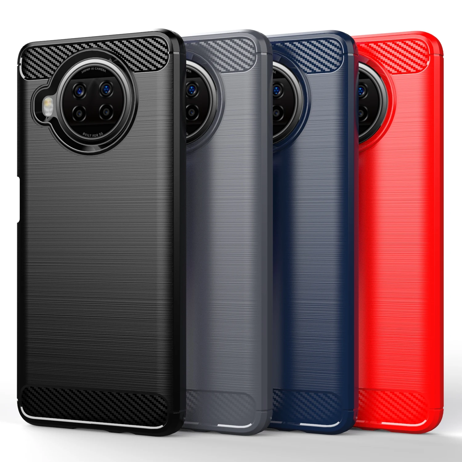 

Free shipping Carbon texture Classic business Cover soft TPU fashion Handy phone case for REDMI Note9 Pro