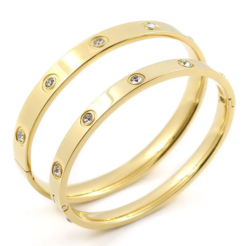 

Luxury Designer Fashion Jewelry 316l Unisex Stainless Steel Gold Plated Bangle Brand Screw Bracelet