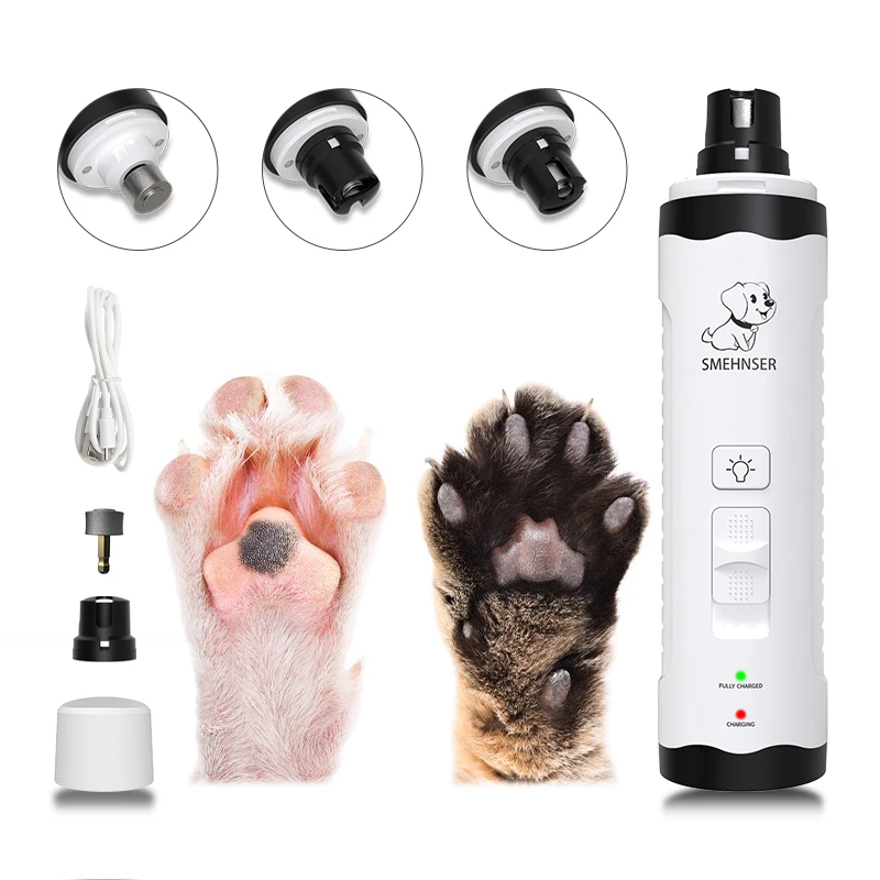 

USB Rechargeable Dog Cat LED Nail Grinder Electrical Nail Trimmer Pet Nail Grooming Trimmer for Pets