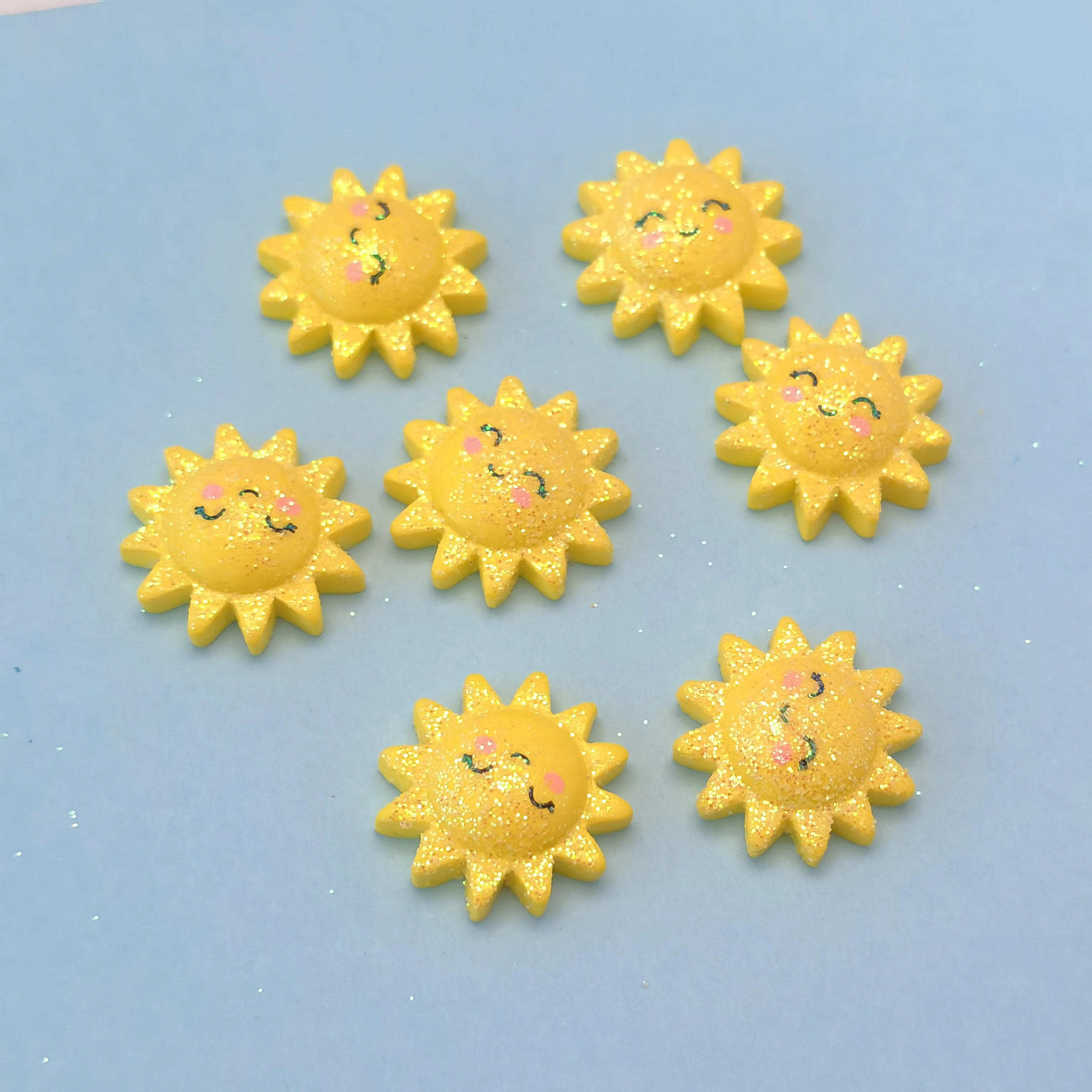 Resin Cute Cartoon Sunflower Figurines Flat Back Stone DIY Wedding Jewelry Decor Scrapbooks Accessories Crafts