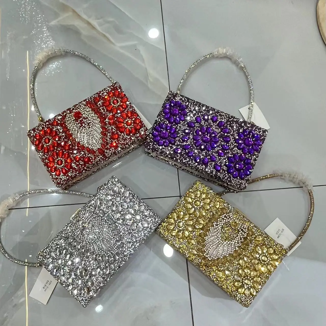 

xinyu Women's Crystal Evening Bag Retro Beaded Clutch Bags Female Purse Wedding Party Shoulder Bags