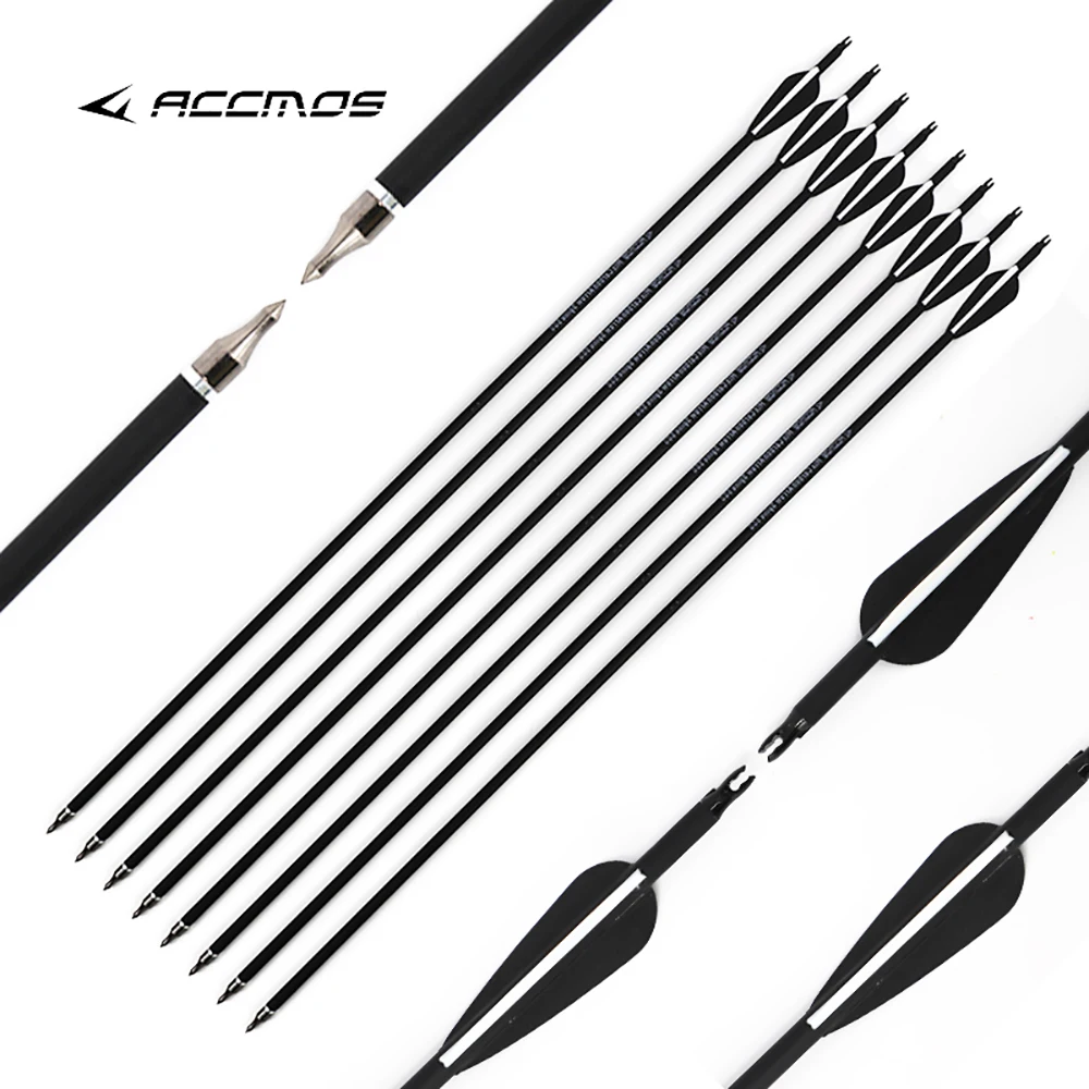 

New Arrived ID 6.2 mm 30 inch Mixed Carbon Arrow Spine 500 Hunting Arrow Bow Archery for Long Compound/Recurve Bow and Arrow