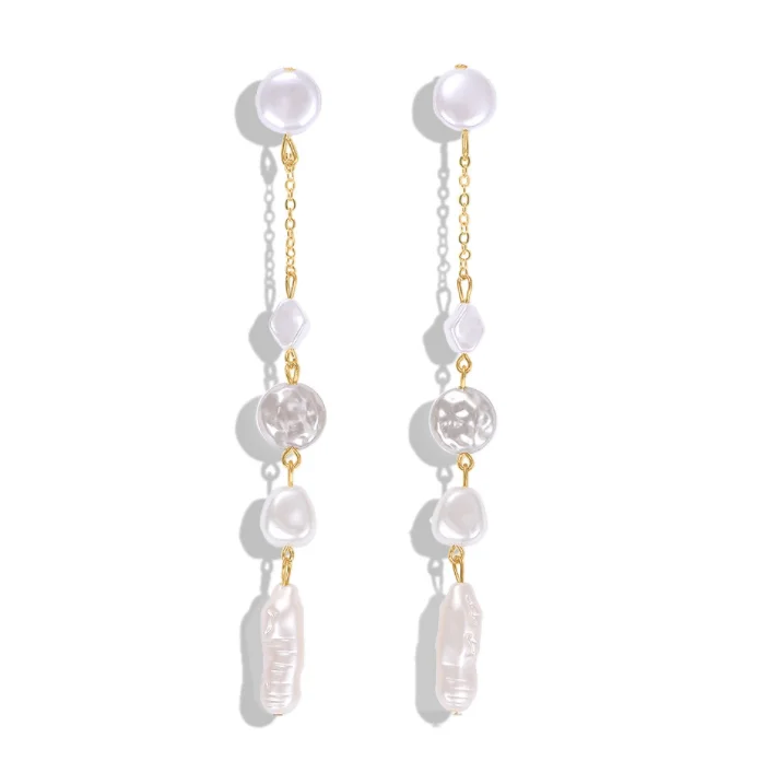 

Hot Seller Womens Fashion Imitation Long Pearl Beaded Drop Earrings