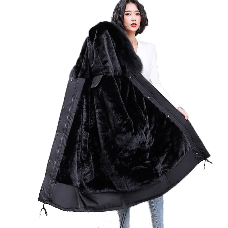 

Cotton Winter Down And Down Cotton Jacket Mid-length Korean Student Big Fur Collar Detachable Fur Collar Women's Pie To Overcome, Customized color