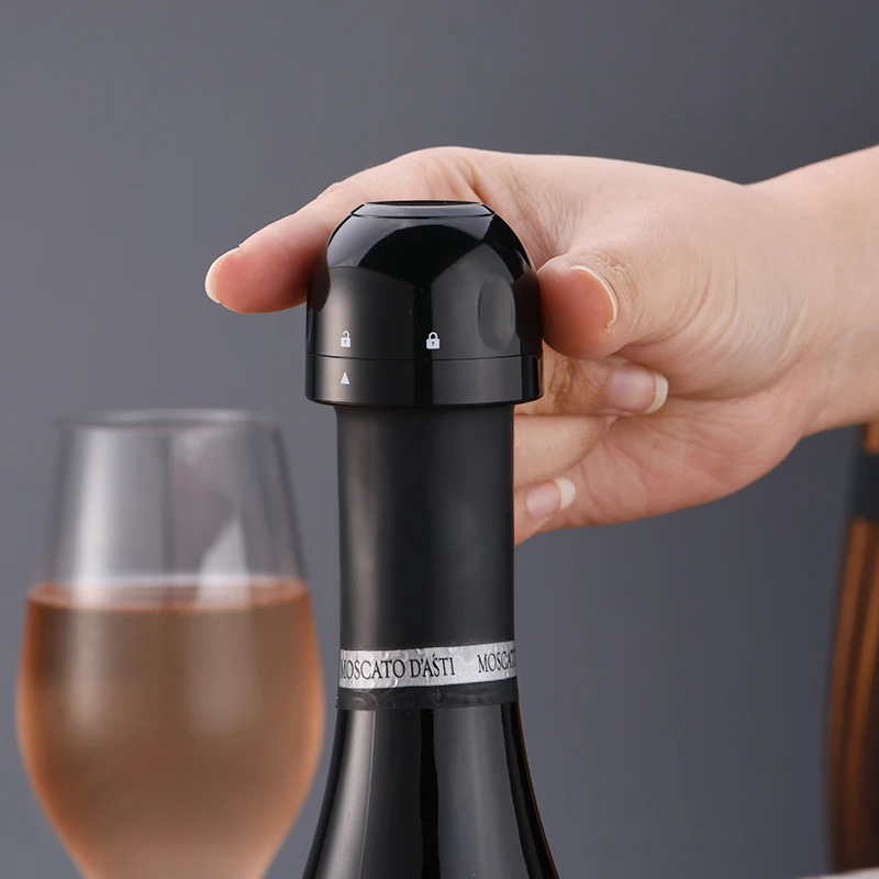 

Food grade material mini champagne stopper vacuum wine stopper, Black