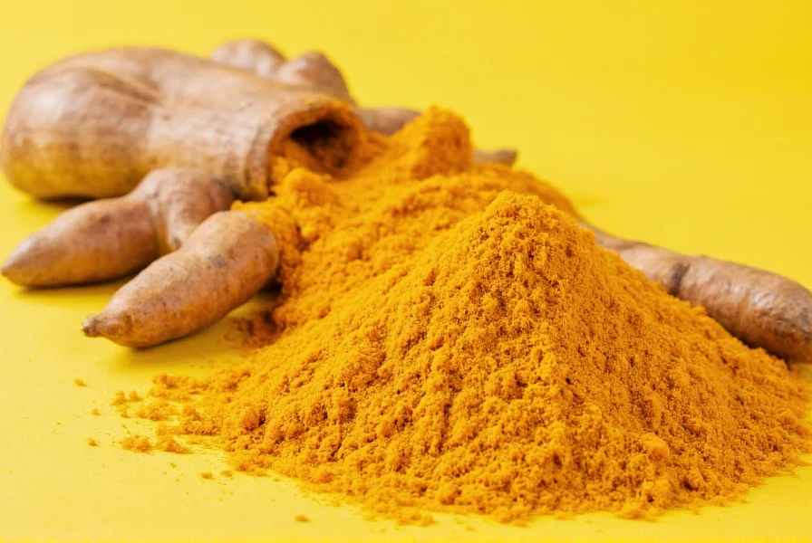 Turmeric root and supplement capsules showing quality comparison