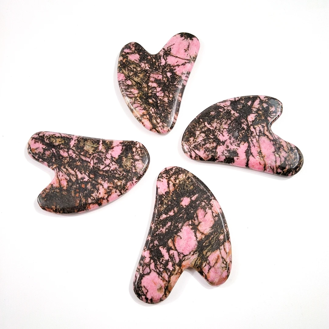 

Favorable price rhodonite jasper gua sha custom massage heart guastone