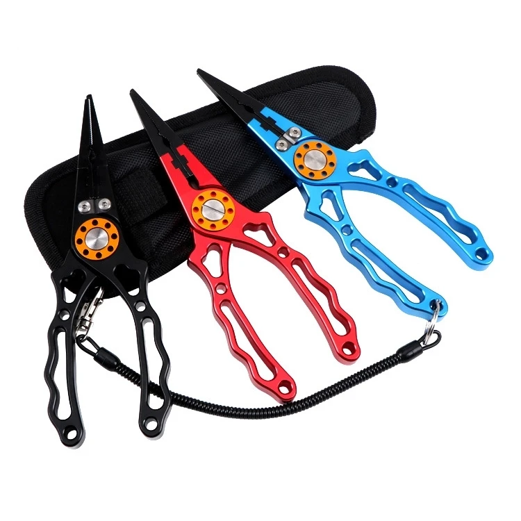 

So-Easy Fishing Equipment CNC alloy multifunctional Lanyard hook remover Stainless Pliers Tools Aluminum Fishing Pliers Set, Colorful