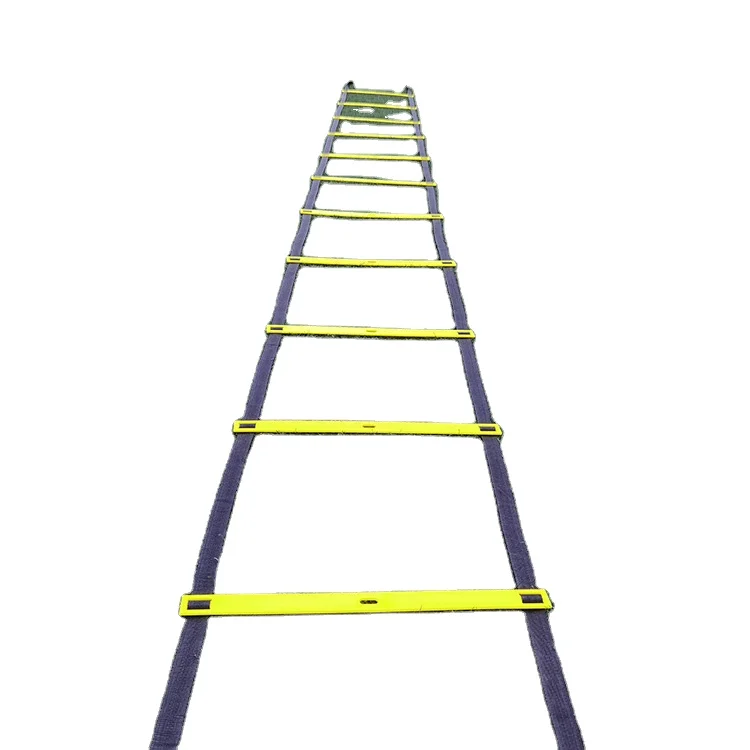 

custom plastic folding step ladder 12rung 20 feet adjustable soccer football training equipment sports speed agility ladder, Yellow, green
