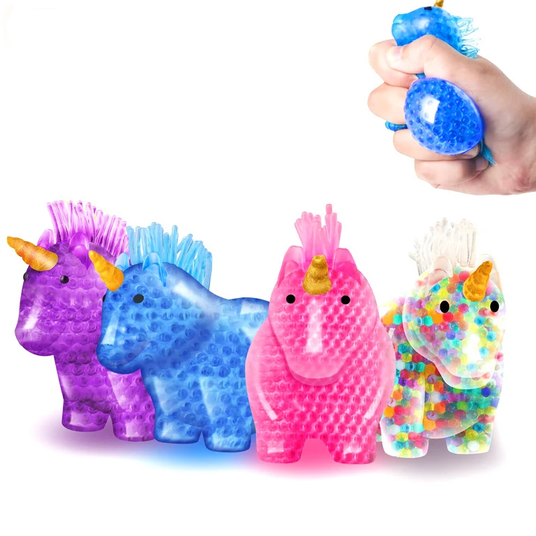 

Popular Stretch Unicorn Anti Fidget Toy Cartoon Animal TPR Anxiety Relief Sensory Water Beads Soft Squeeze Release squishy toys