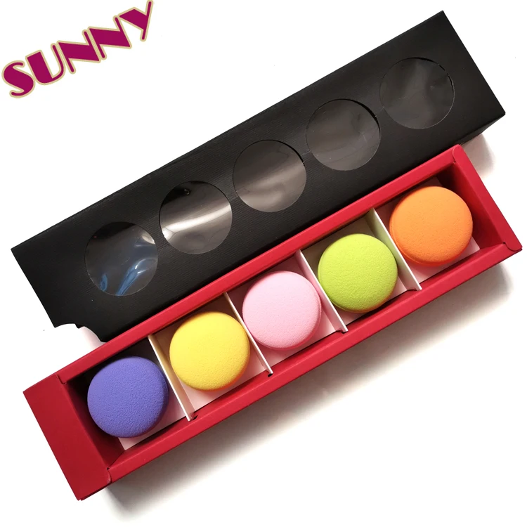 

Sunny In stock Low MOQ 5pc set Beauty Macaroon/Macaron Makeup Sponge Blender, Red, blue, yellow, purple, green