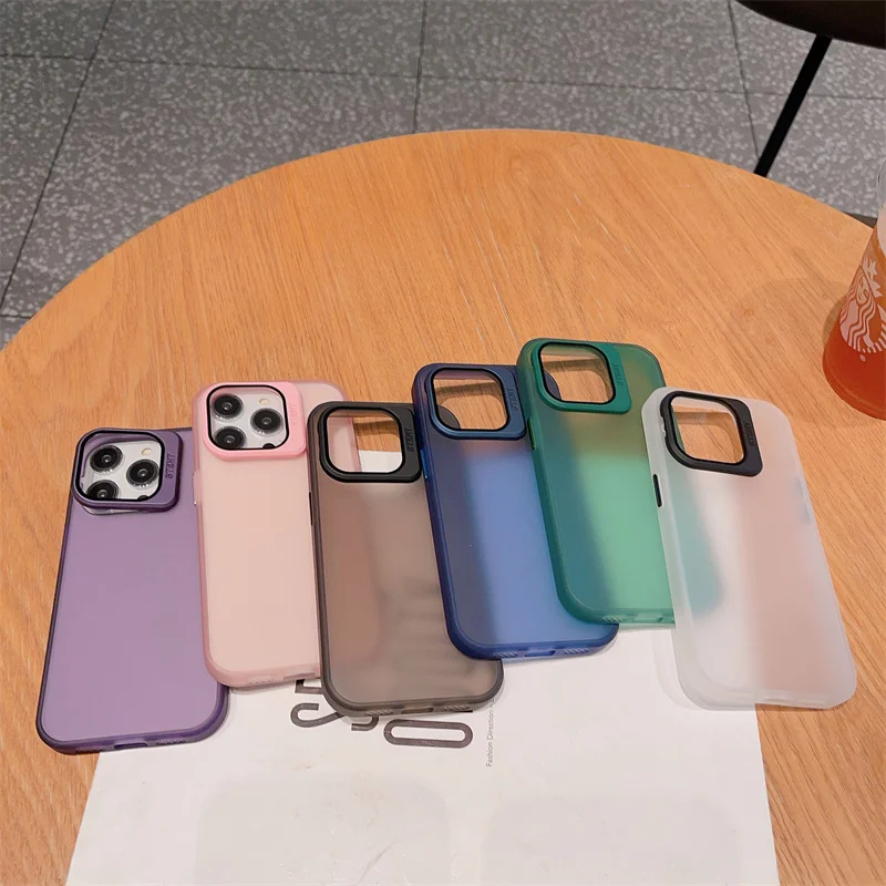 

High-end transparent skin sense fashion phone case for iPhone15promax 13pro 14 protective case 11 lens mount 12
