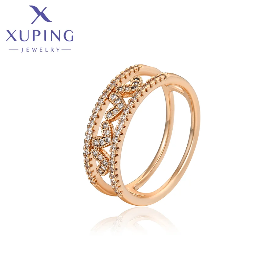

X000783714 Xuping Jewelry Heart Style Elegant Simple Jewelry Rings Exquisite Diamond 18K Gold Color Plated Charm Ladies Rings