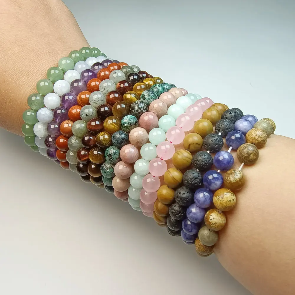 

Natural Stone Dream Amethyst Handmade Beaded Bracelet 8mm Sunstone Beaded Energy Yoga Bracelets for Women Men Jewelry Gifts