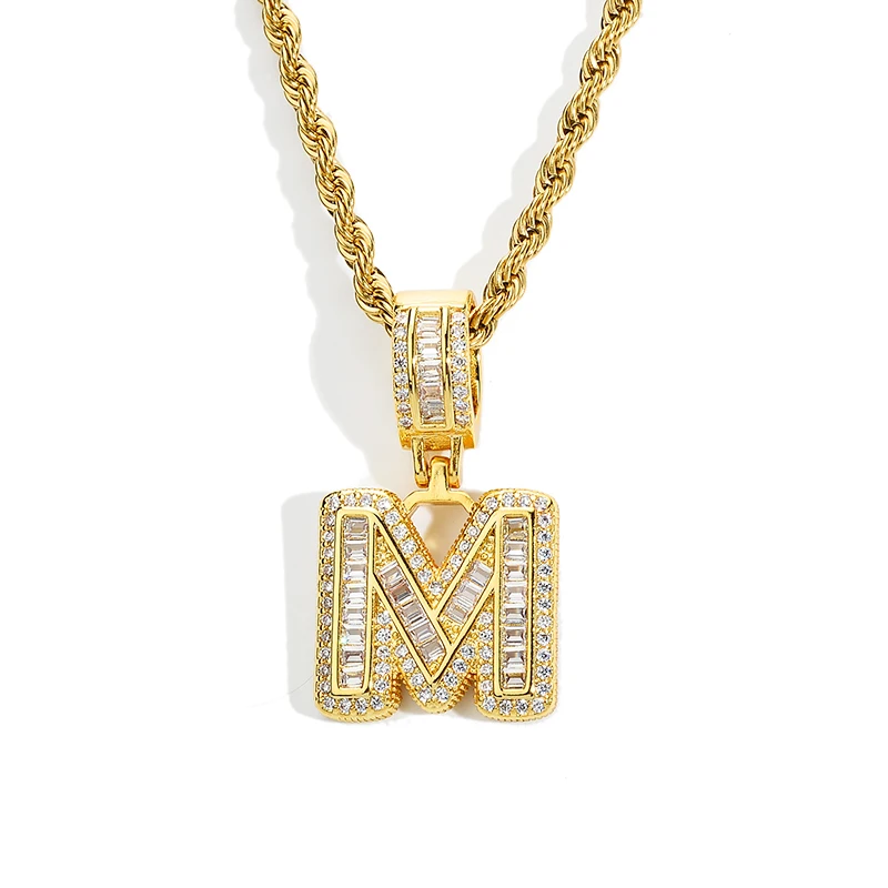 

Custom Brass Hip Hop Cubic Zircon Letters Cursive Initial Pendant Necklaces For Women Iced Out Alphabet Letter Necklace Chain