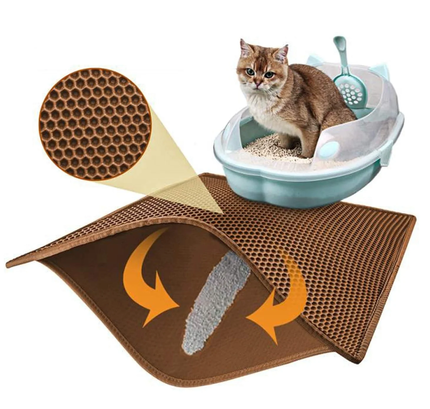 

Custom Waterproof Easy Clean Double-Layer Honeycomb EVA Cat Litter Pad Foldable Cat Litter Trapper Mat