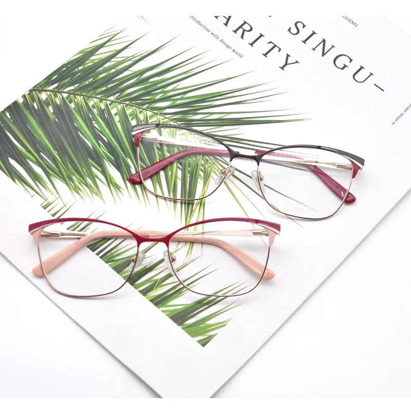 

Luxurius Design Women Gold Metal Half Frames Optical Eye Glasses Eyewear