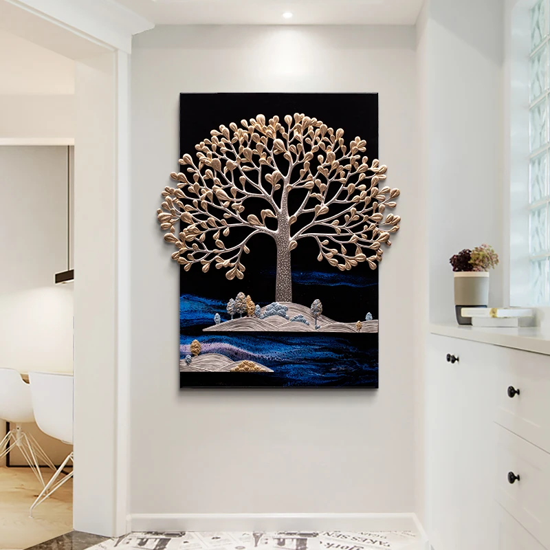 

Tree Oil Painting Arts Handmade Fashional 3D Resin Relief Decor Painting Home Decoration