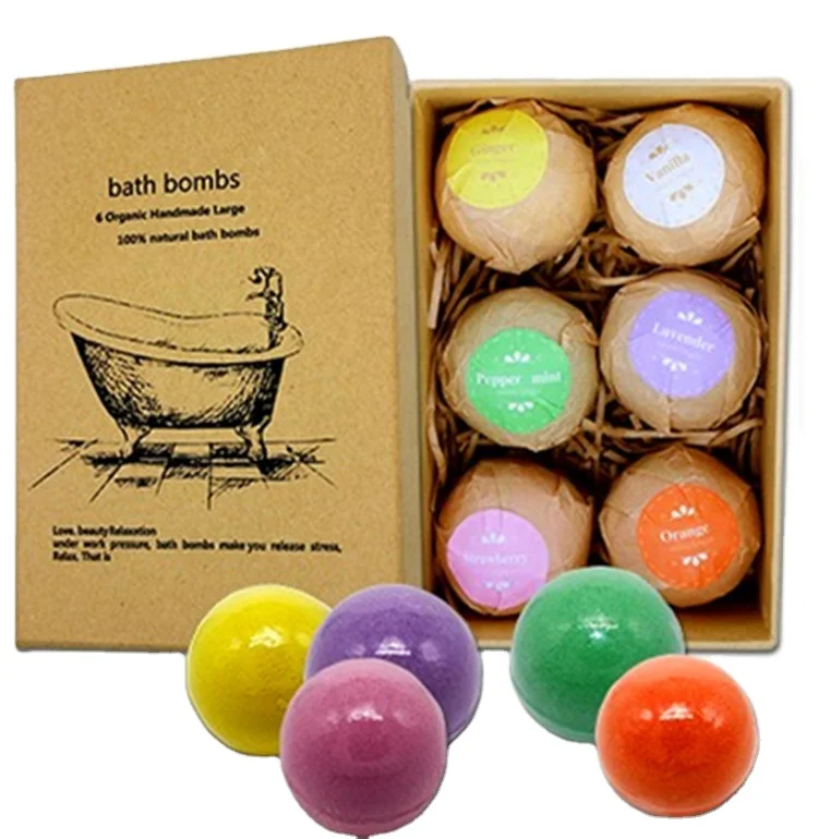 

Hot Selling Top Quality 6pcs jadole naturals organic bath bombs set, 6 color