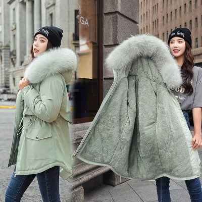 

2021 New Cotton Thicken Warm Winter Jacket Coat Women Casual Parka Winter Clothes Fur Lining Hooded Parka Mujer Coats
