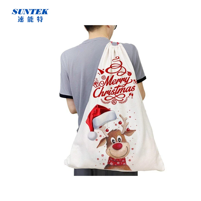 

2021 Hot Sale White Backpack Burlap Promotional Custom Logo Drawstring Bag