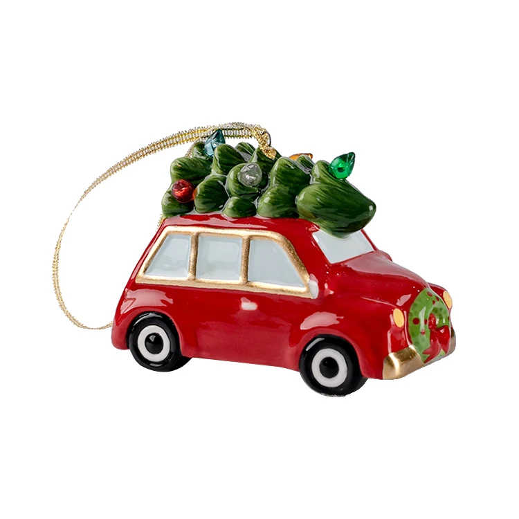 

Luxury Christmas Tree Decoration Set Christmas Jeep Holding Christmas Tree Shape Lighted Hanging Ornament, Customized colors